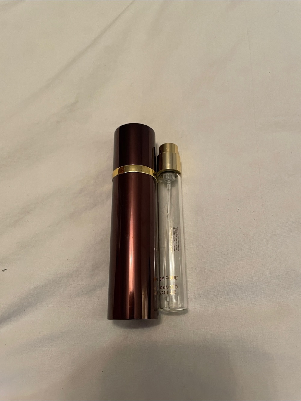 Tom Ford Refillable Travel Atomizer in Deep Brown with Gold Accent